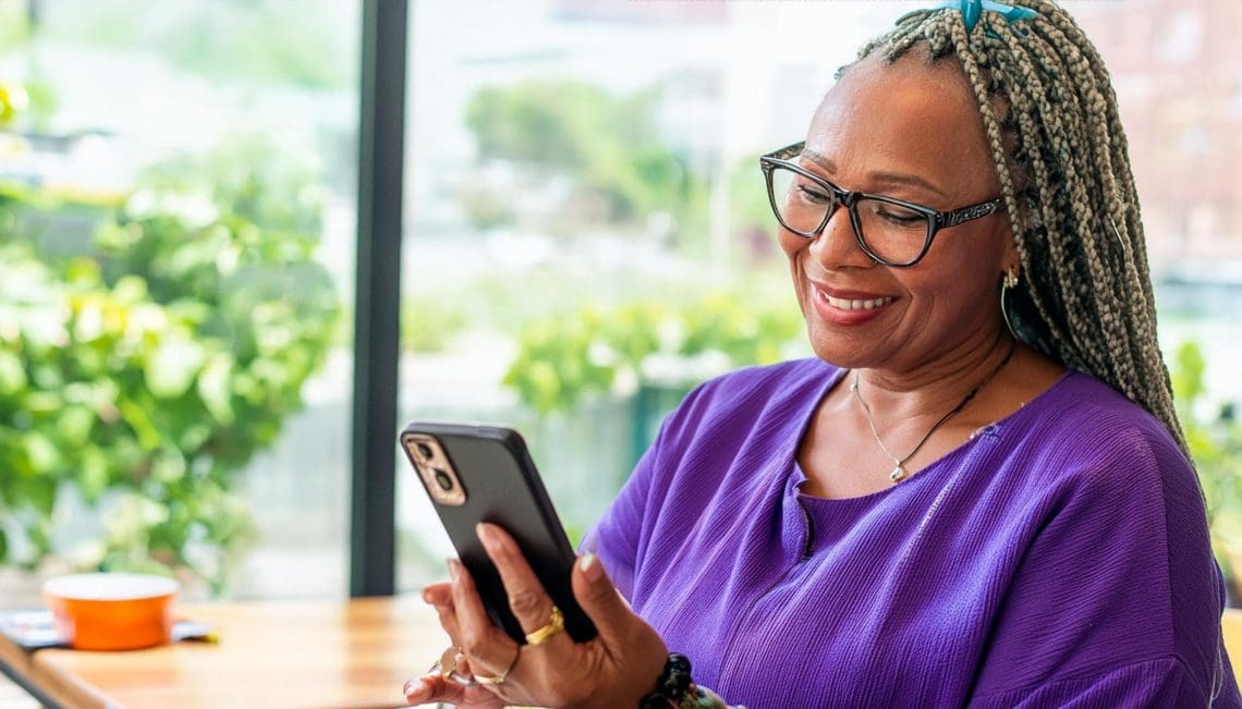 A woman using the best networking app for solopreneurs